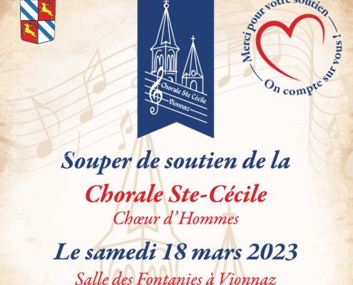 Flyer du souper de soutien de la Chorale Sainte Cécile